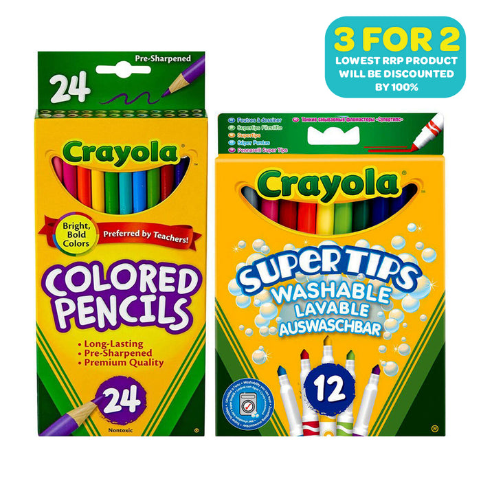 Crayola 24 Coloured Pencils and 12 Super-tips Markers Bundle