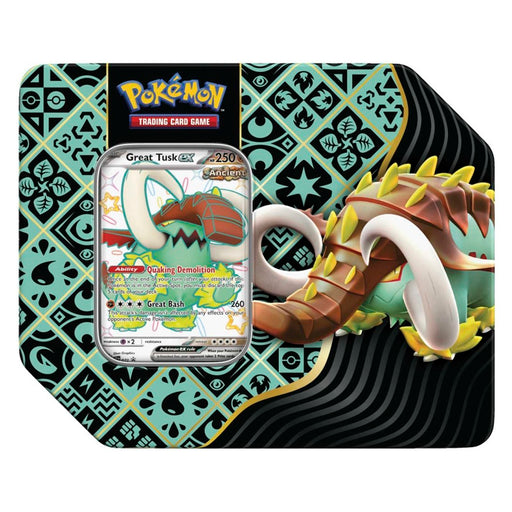 Pokémon TCG: Scarlet & Violet 4.5: Paldean Fates Great Tusk Tin (5 Booster Packs)