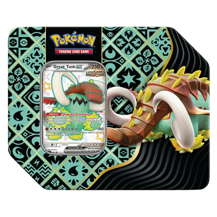 Pokémon TCG: Scarlet & Violet 4.5: Paldean Fates Great Tusk Tin (5 Booster Packs)
