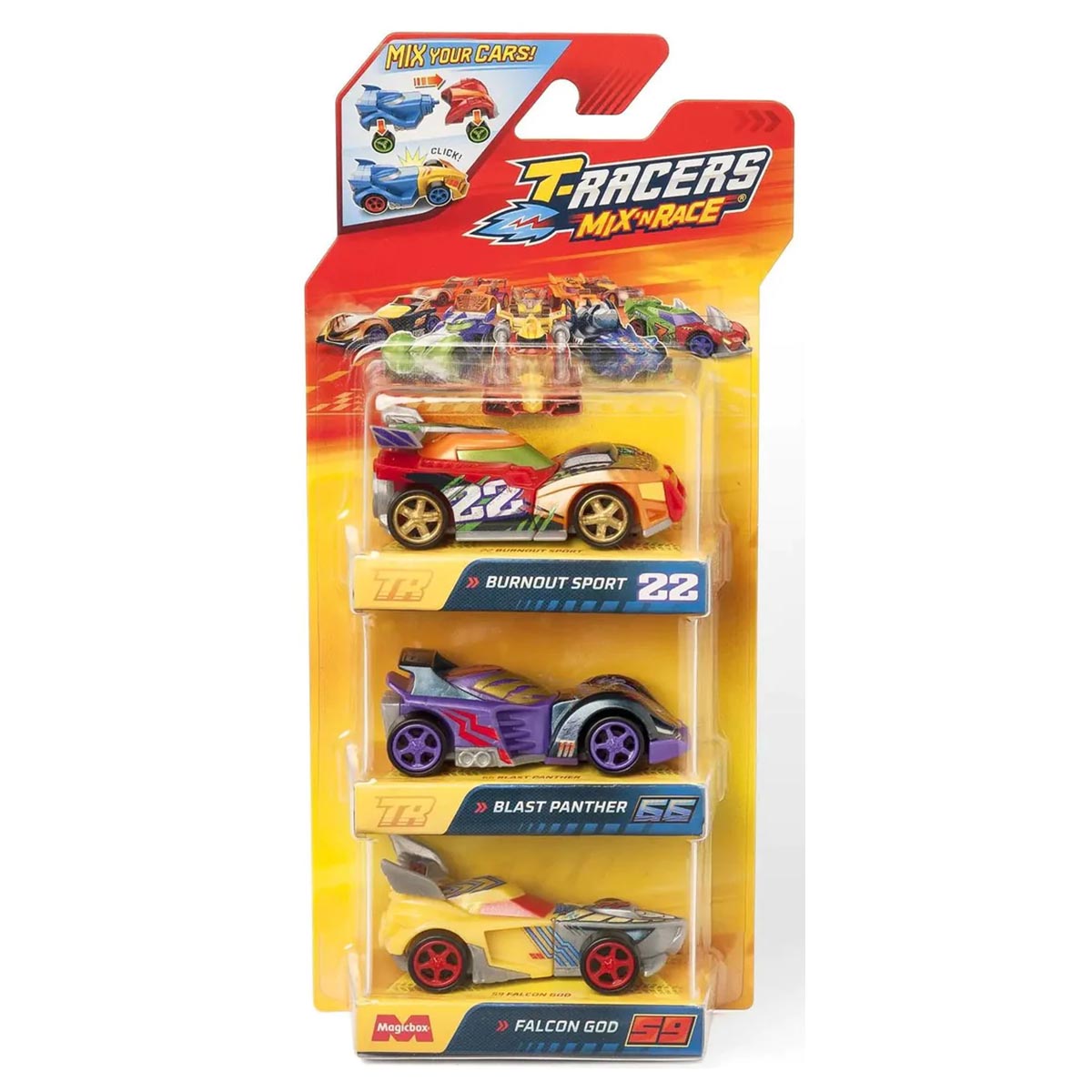 T-Racers Mix 'N Race Cars - Burnout Sport - Blast Panther - Falcon God ...