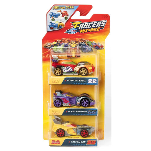 T-Racers Mix 'N Race Cars - Burnout Sport - Blast Panther - Falcon God (3 Pack)