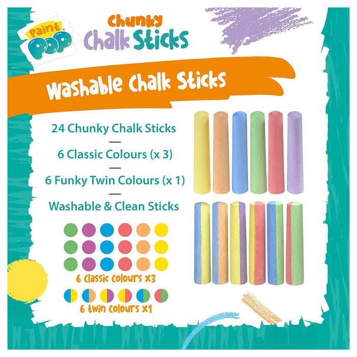 Paint Pop Chunky Chalk Sticks (24 Pack)