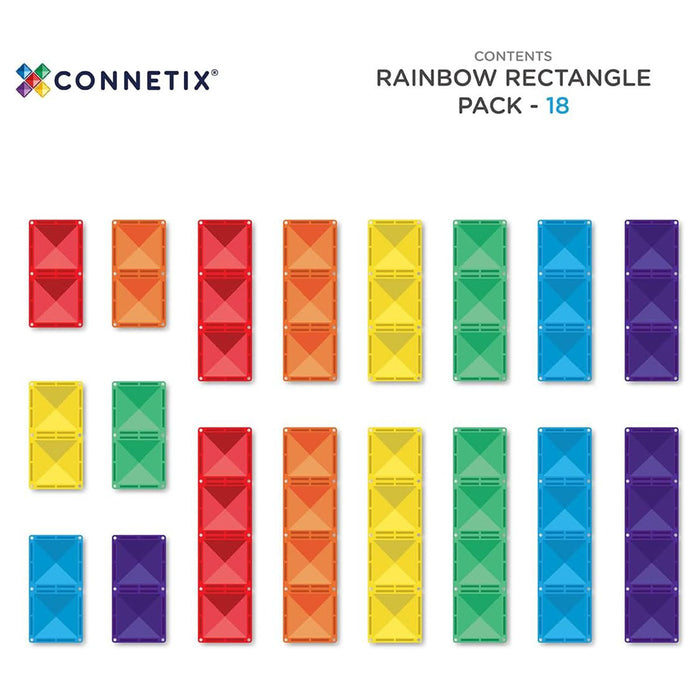 Connetix Magnetic Tiles Rainbow Rectangle Pack 18 Pieces