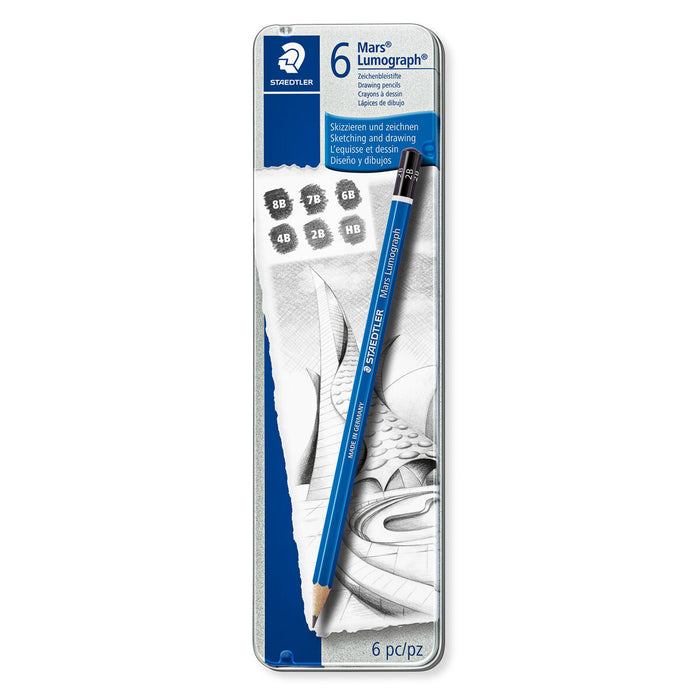 Staedtler Mars Lumograph Drawing Pencils 6 Piece Set Various Grades