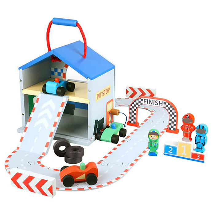 Orange Tree Toys Wooden Racing Track Play Set 