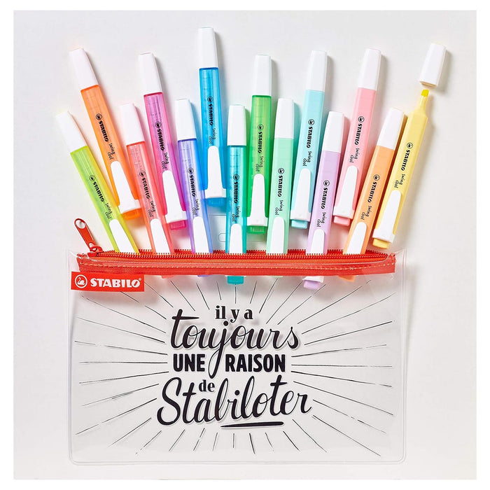 STABILO swing cool Highlighter Pens with Zip Case (14 Pack)