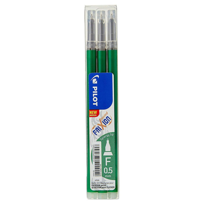 Pilot FriXion Point & Point Clicker Erasable F Rollerball Green Refills (3 Pack)