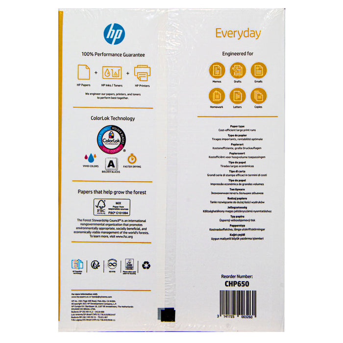 HP Everyday Laser and Inkjet Printing A4 Paper 75gsm 500 Sheets