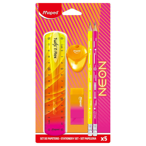 Maped Neon Stationery Set 5 Piece