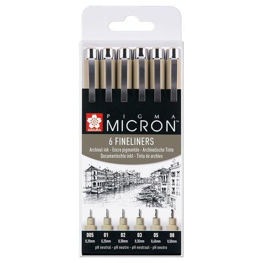Sakura Pigma Micron fineliner Set 6 Sizes, Black