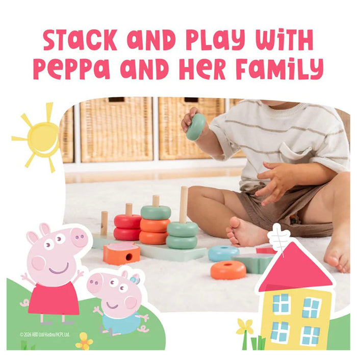 Peppa Pig Wooden Family Ring Stacker Set
