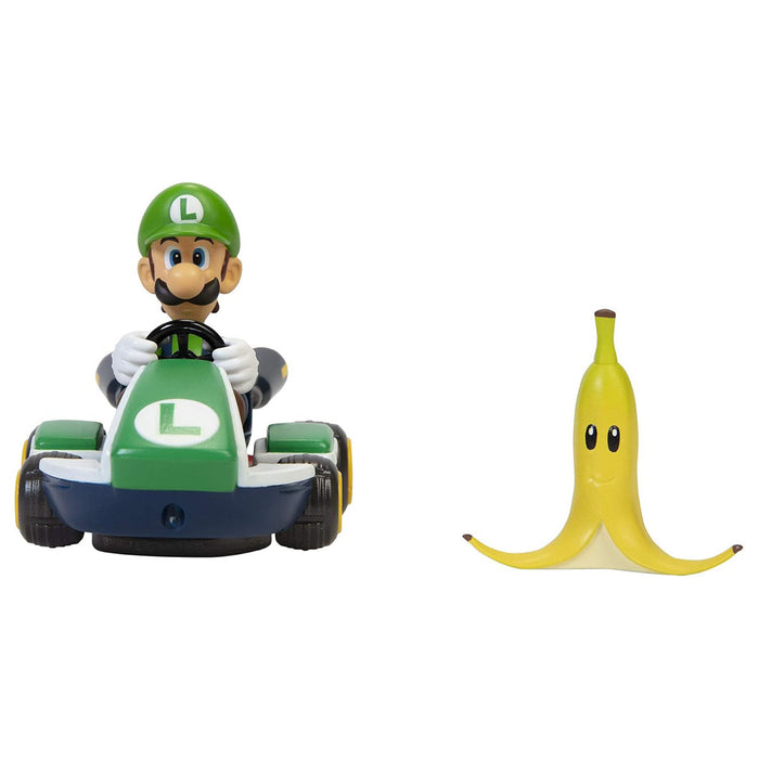 Super Mario Spin Out Luigi Kart with Banana