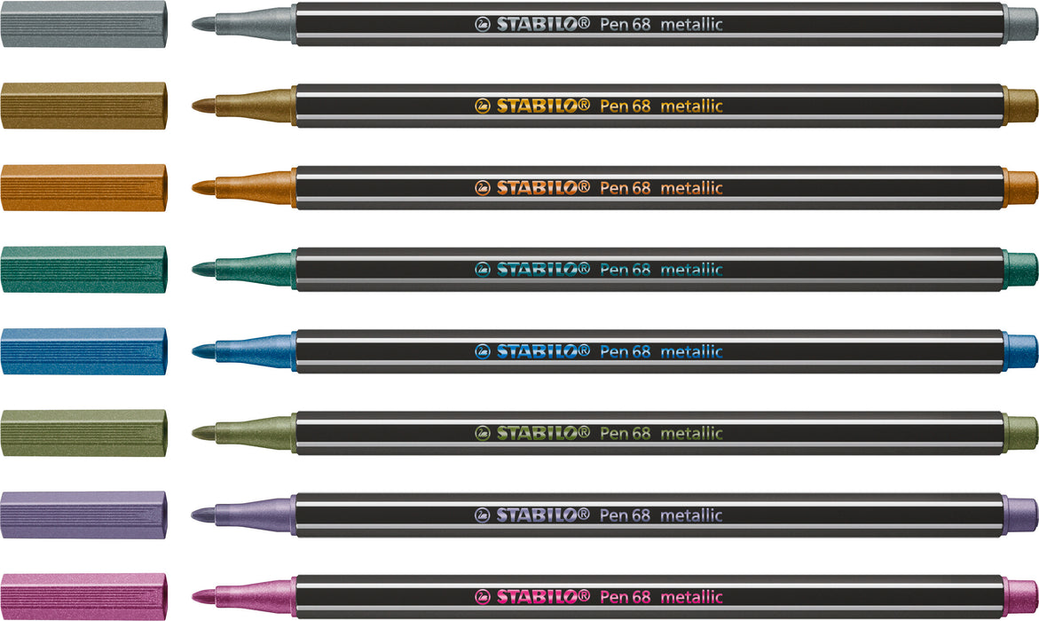 STABILO Pen 68 Metallic K-POP Demon Hunters Premium Metallic Fibre-Tip Pen (8 Pack)