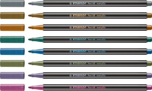 STABILO Pen 68 Metallic K-POP Demon Hunters Premium Metallic Fibre-Tip Pen (8 Pack)