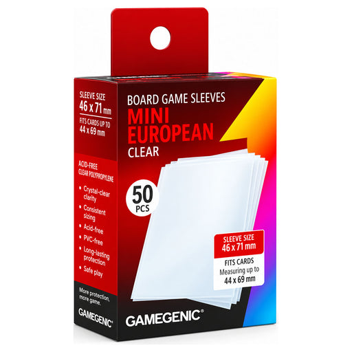 Gamegenic Mini European Clear Board Game Sleeves (50 Pack)