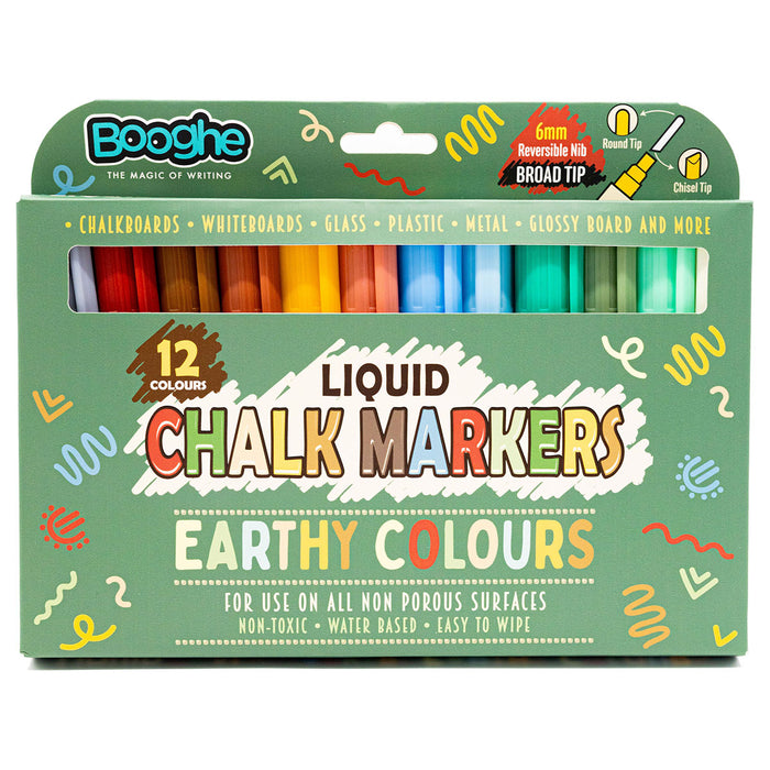 Chalk Markers Earth/Natural Colours Broad Tip 6mm 12 Pack