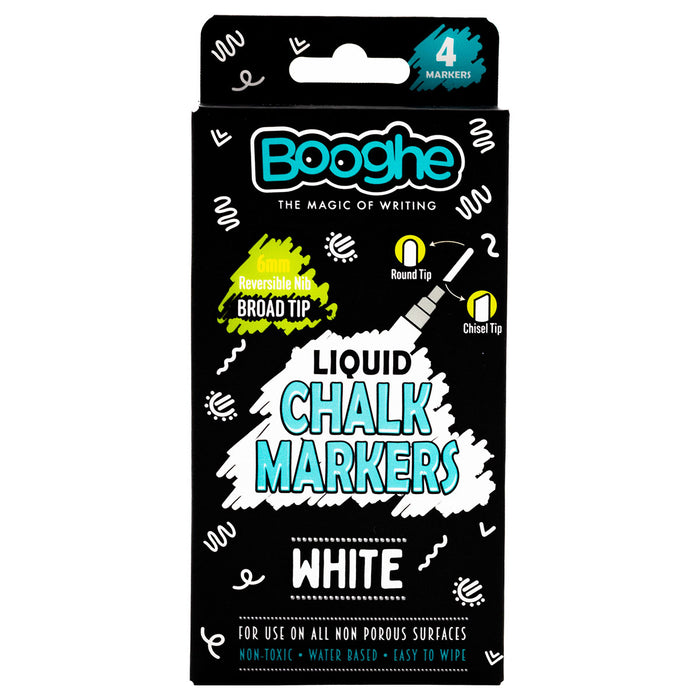 White Chalk Markers Broad Tip 6mm 4 Pack