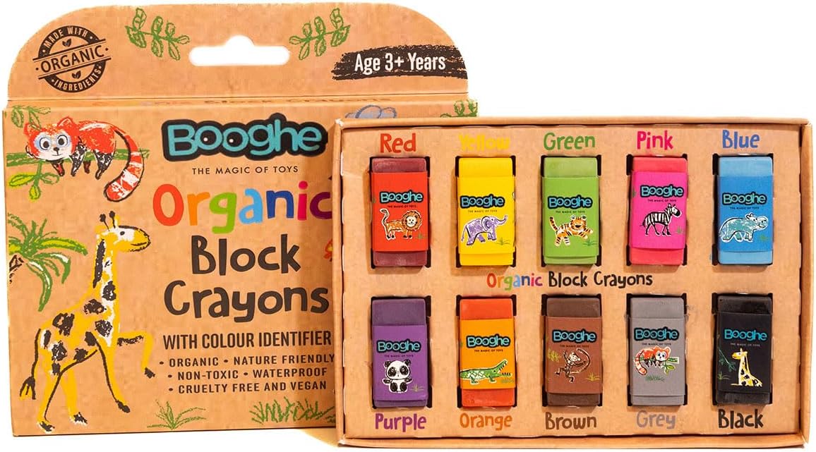 Booghe Organic Block Crayons (10 Pack)