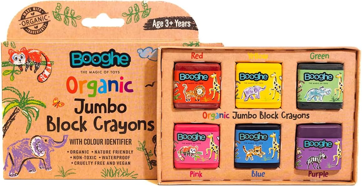 Booghe Organic Jumbo Block Crayons (6 Pack)