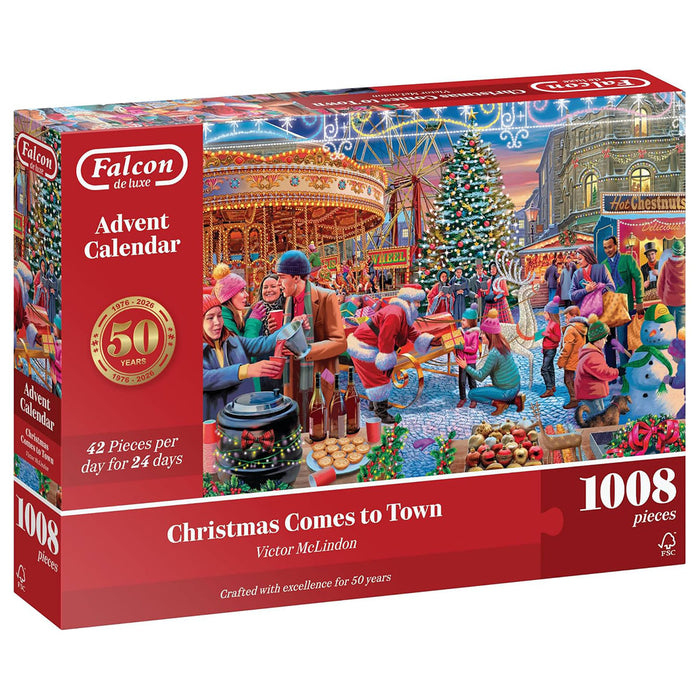 Falcon de luxe Advent Calendar Christmas Comes to Town 1008 Piece Jigsaw Puzzle
