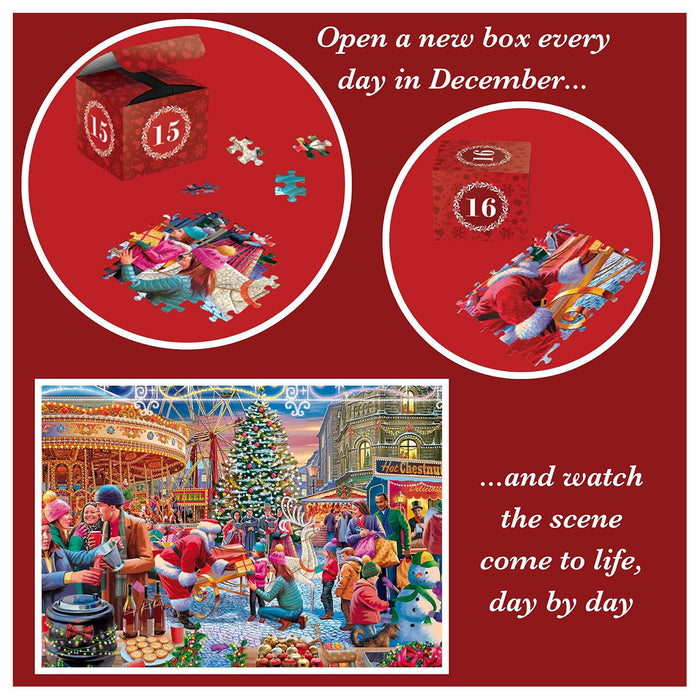 Falcon de luxe Advent Calendar Christmas Comes to Town 1008 Piece Jigsaw Puzzle