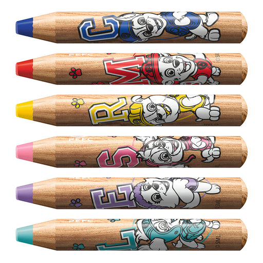 STABILO woody 3-in-1 PAW Patrol Multi-Talented Pencil Assorted Colours with Sharpener (6 Pack) - 