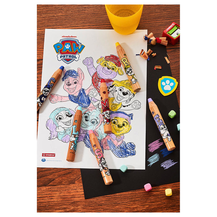 STABILO woody 3-in-1 PAW Patrol Multi-Talented Pencil Assorted Colours with Sharpener (6 Pack) - 
