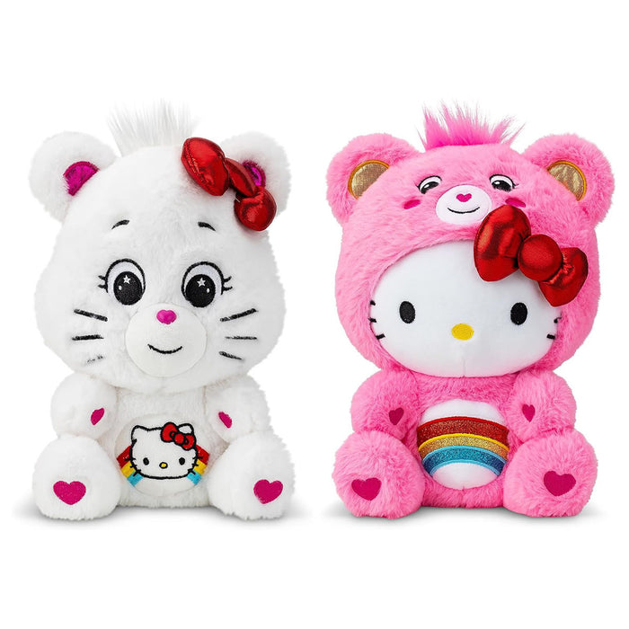 Care Bears x Hello and Friends: Cheer as Hello Kitty & Hello Kitty as Cheer 25cm Plush (2 Pack)