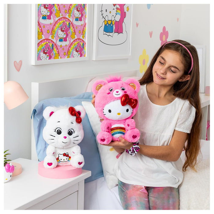 Care Bears x Hello and Friends: Cheer as Hello Kitty & Hello Kitty as Cheer 25cm Plush (2 Pack)