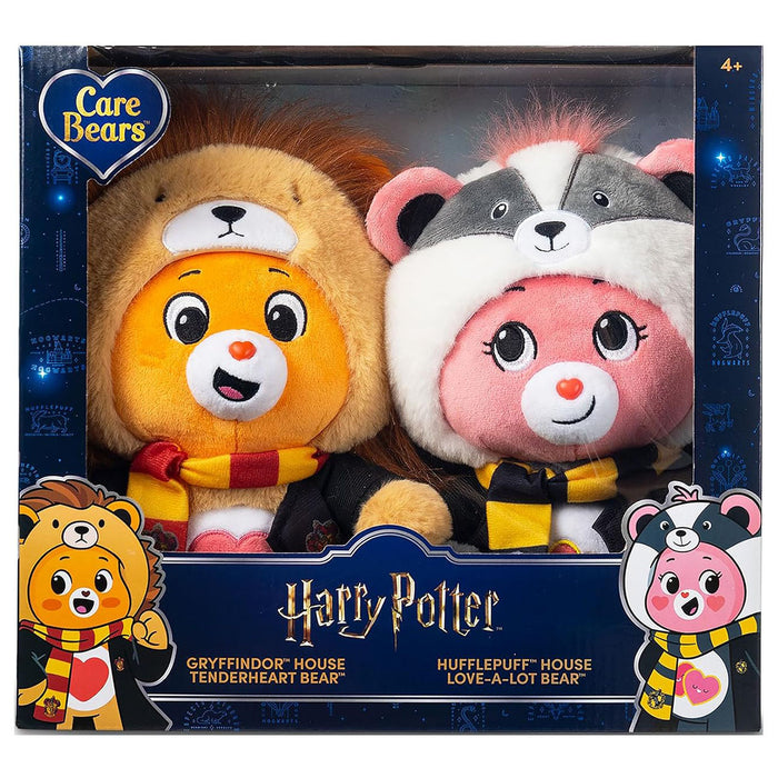 Care Bears x Harry Potter: Tenderheart Bear x Gryffindor House & Love-A-Lot Bear x Hufflepuff House 30cm Soft Toy (2 Pack)