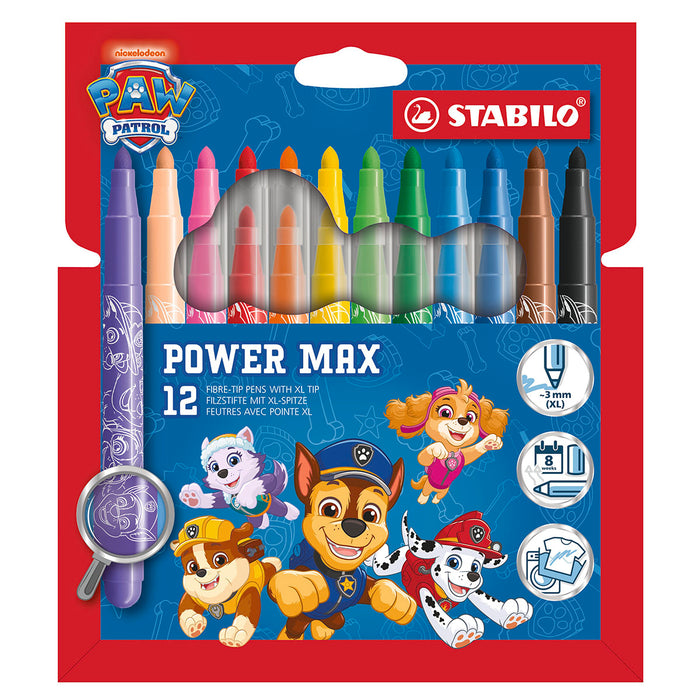 STABILO Power Max PAW Patrol XL Fibre-Tip Pens Assorted Colours (12 Pack)