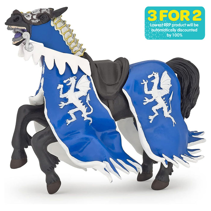 Papo Medieval Fantasy World Blue Dragon King's Horse Figure