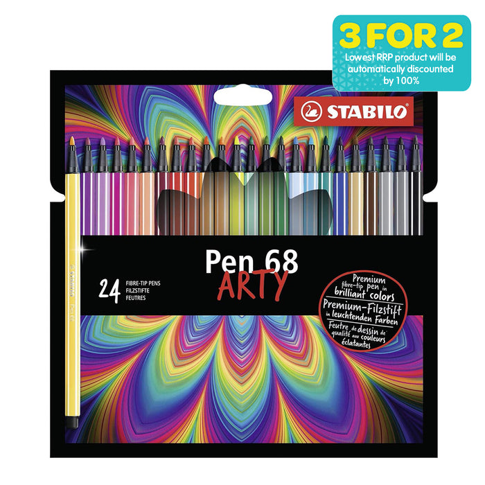 STABILO pen 68 ARTY Premium Fibre-Tip Pens (24 Pack)