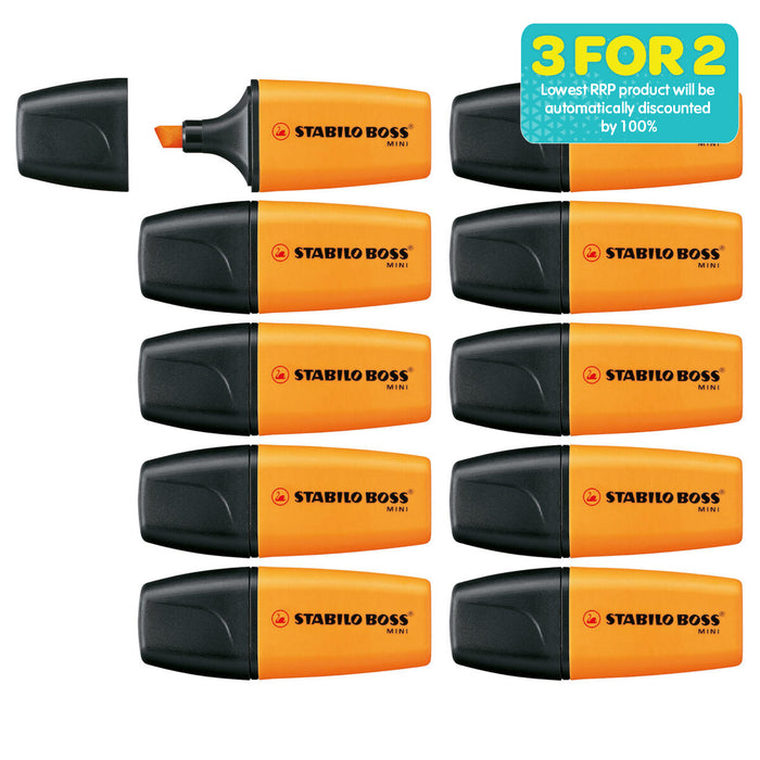 STABILO BOSS MINI Orange Highlighter Box of 10