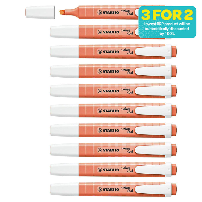 STABILO swing cool Pastel Mellow Coral Red Highlighter Box of 10