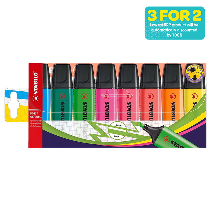 STABILO BOSS ORIGINAL Coloured Highlighters (8 Pack)