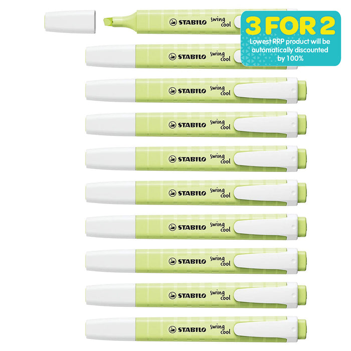 STABILO swing cool Pastel Dash of Lime Highlighter Box of 10