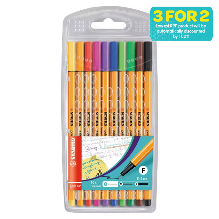 STABILO Point 88 Fineliner Coloured Pens (10 Pack)