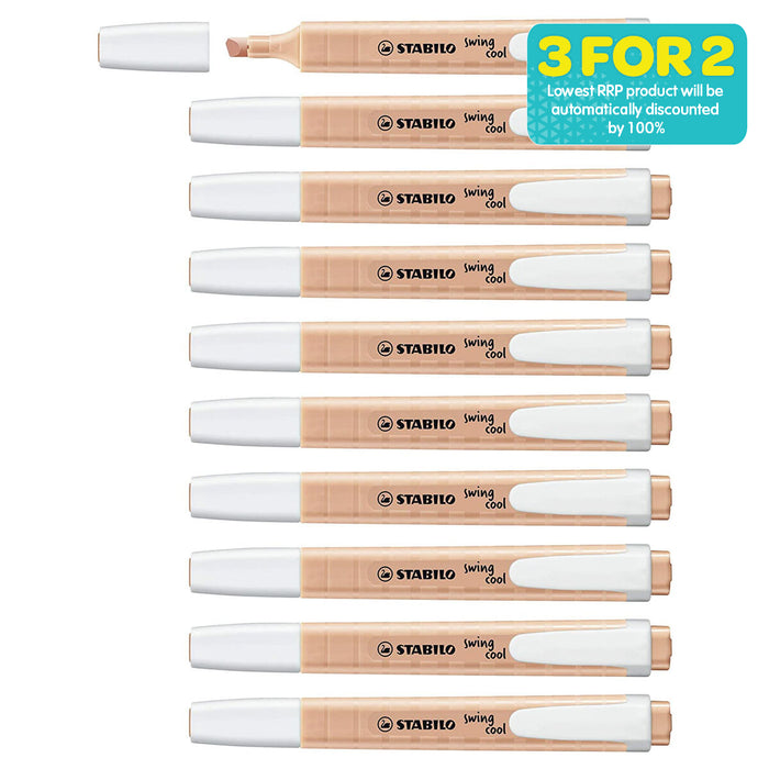 STABILO swing cool Pastel Creamy Peach Highlighter Box of 10