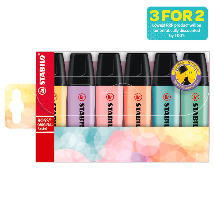 STABILO BOSS ORIGINAL Pastel Highlighters (6 Pack)
