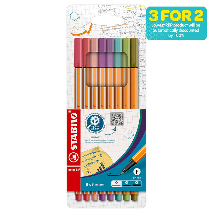 STABILO point 88 Fineliner Coloured Pens (8 Pack)