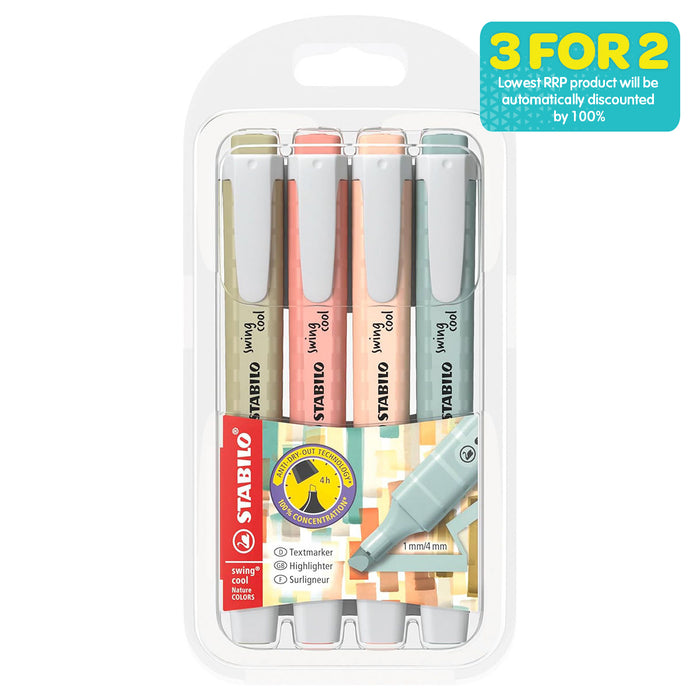 STABILO swing cool NatureCOLORS Highlighters (4 Pack)