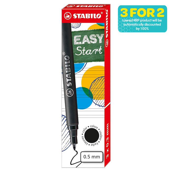 STABILO EASYoriginal Handwriting Rollerball Pen Black Refill Cartridges (3 Pack)