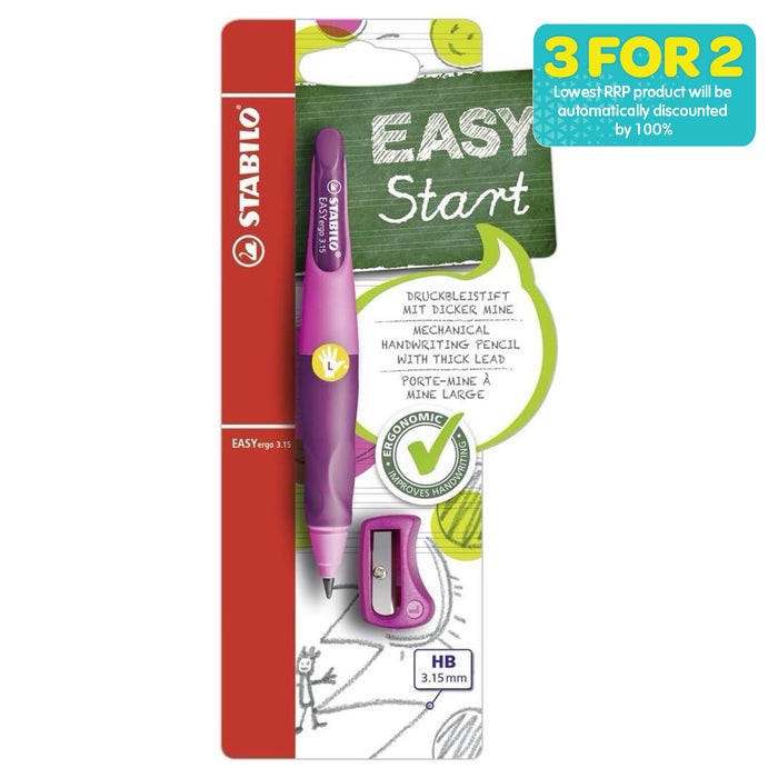 STABILO EASYergo 3.15 HB Pencil Pink/Lilac Left Handed Grip