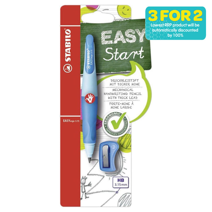 STABILO EASYergo 3.15 HB Pencil Light Blue/Dark Blue Right Handed Grip