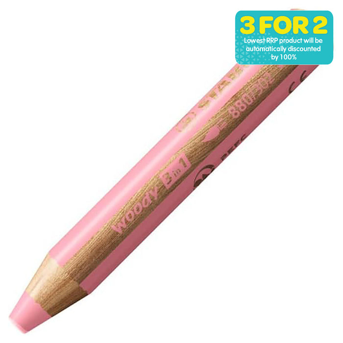 STABILO woody 3 in 1 Multi-talented Pastel Pink Pencil