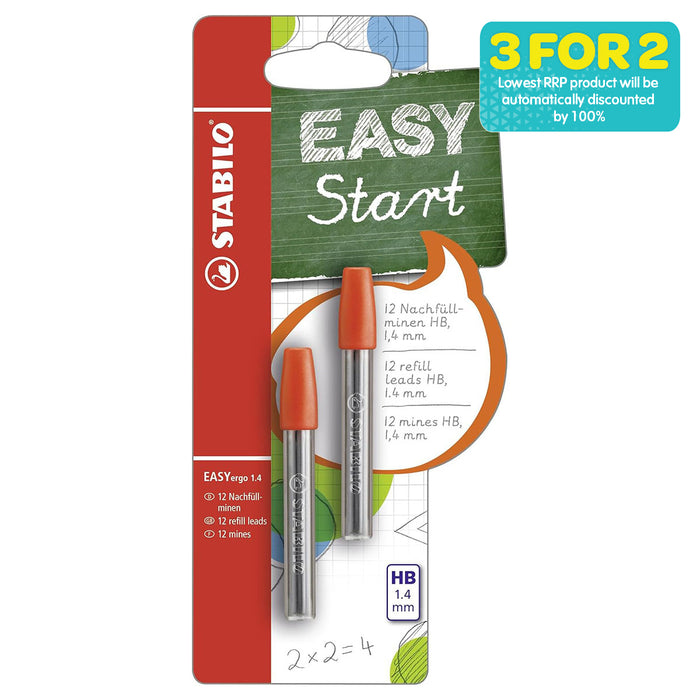 STABILO EASYergo 1.4mm Mechanical Pencil Refill Leads HB (2 Pack)