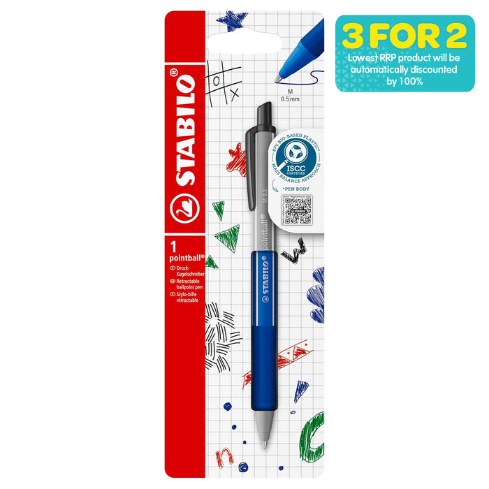 STABILO pointball colorful Ultramarine Ballpoint Pen with Blue Ink