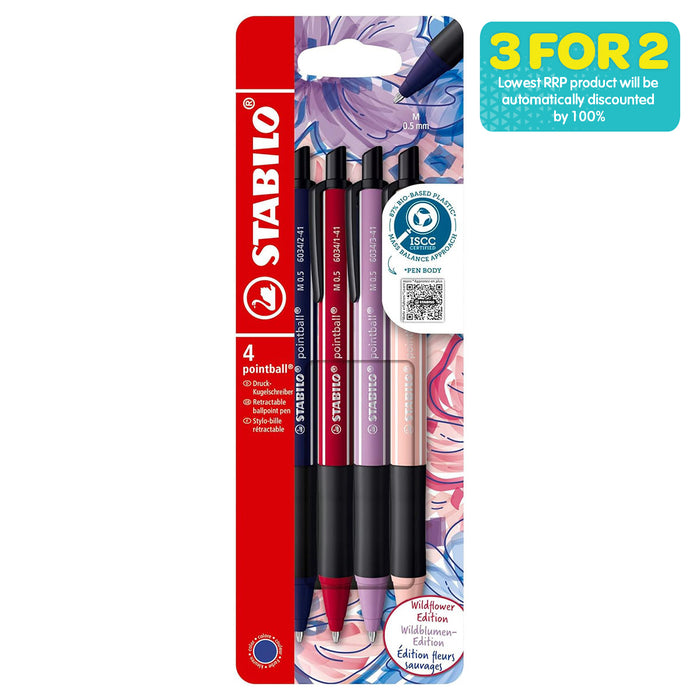 STABILO pointball colorful Ballpoint Pen with Assorted Coloured Inks (4 Pack)