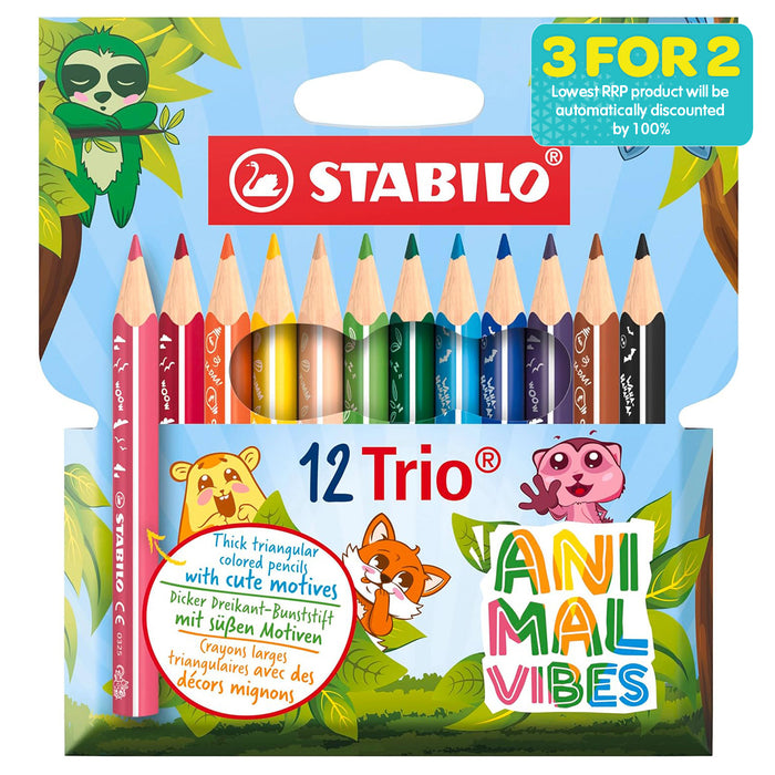 STABILO 12 Trio Animal Vibes Triangular Coloured Pencils